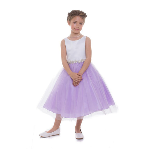 Petite Adele Little Girls Lilac Satin Tulle Rhinestone Flower Girl Dress 2T-6 - SophiasStyle.com